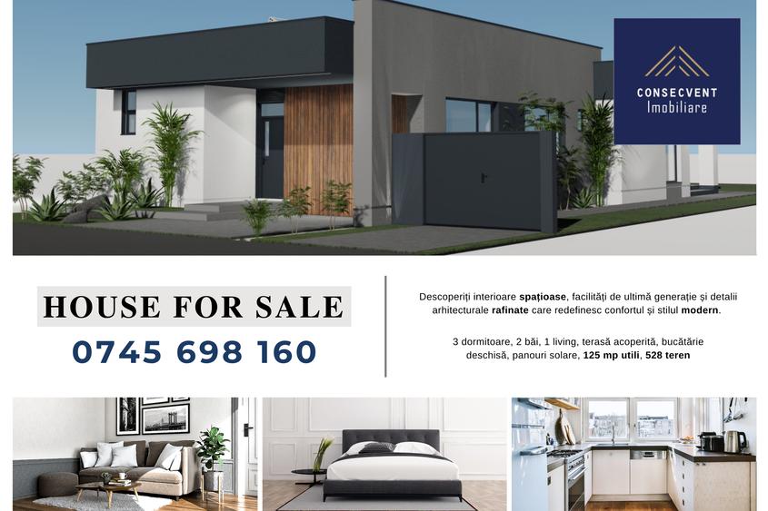 Vila moderna parter. 4 camere, eficienta energetic Via Carmina Arad, comision 0 - 1