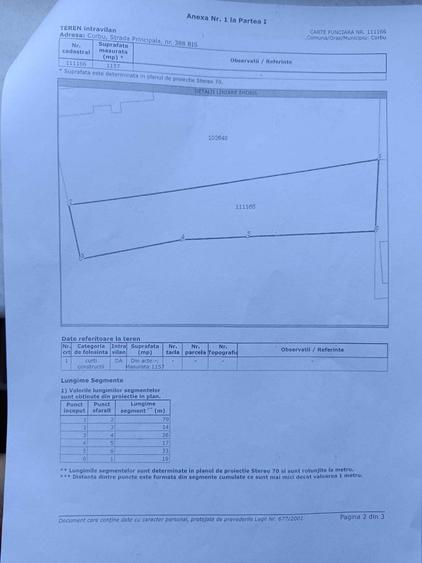 Teren intravilan Corbu 1.157 mp, front stradal 14 m, strada principala - 10