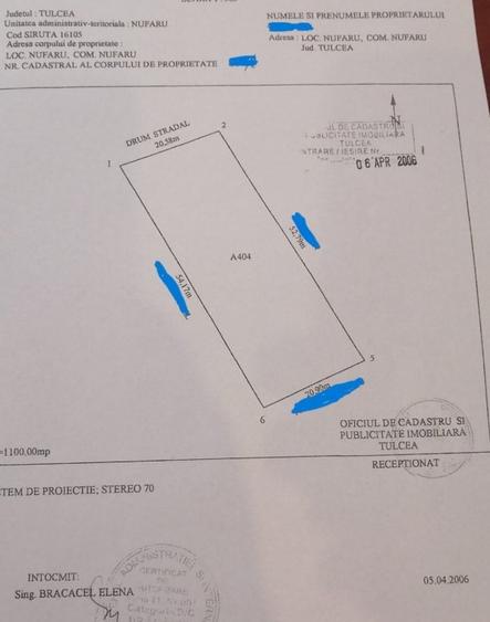 Teren Construcții intravilan de 1100 mp, în Nufăru