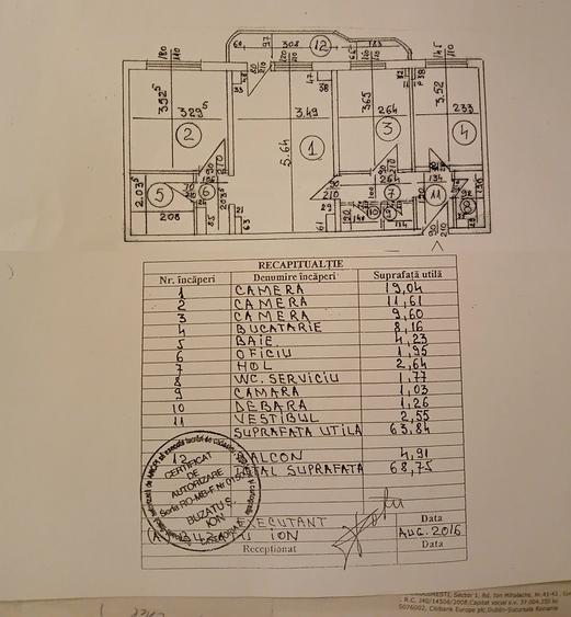 Apartament 3 camere, 68,75 mp, etaj 3, in zona Pantelimon. - 11