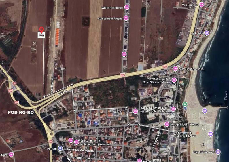 Teren intravilan 1000 mp Eforie Nord langa Pod RORO 72.000 negociabil - 1