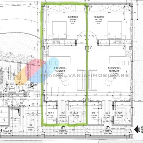 Apartament 2 camere, 63 mp, semifinisat – Someseni