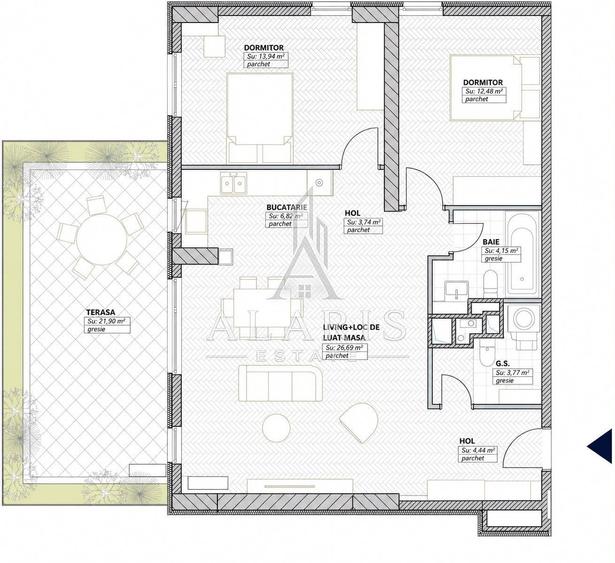 Apartament cu 3 camere în Badea Cârțan