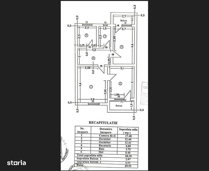 Apartament cu 3 camere în Central