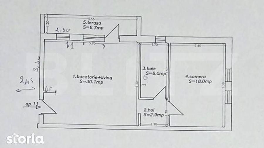Apartament cu 2 camere, mobilat în Sud