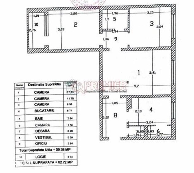 Apartament cu 3 camere în Giurgiului