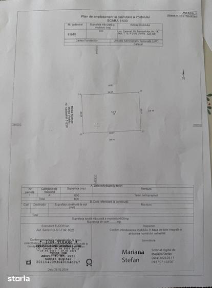 Teren de 2870 mp, în Central