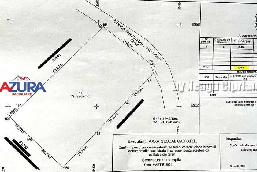 Teren Construcții intravilan de 3207 mp, în Bascov