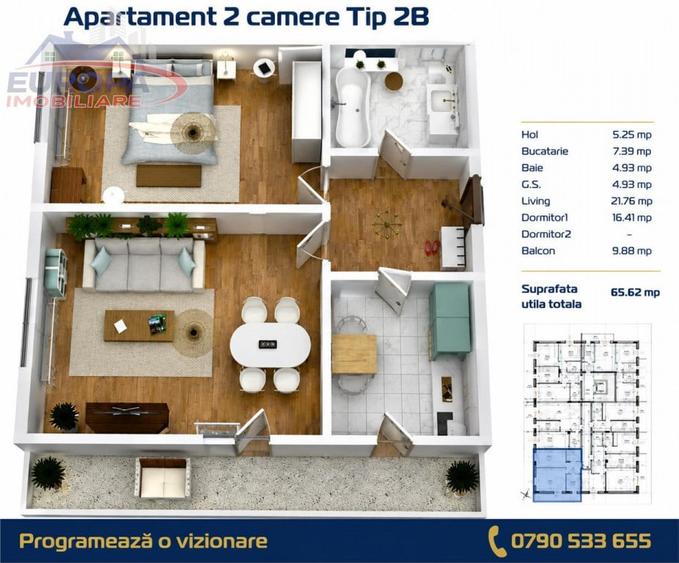 Apartament 2 camere zona C5 in BLOC NOU - 5