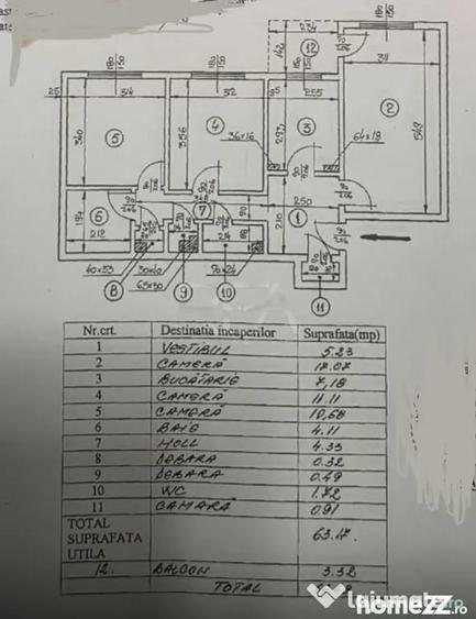 Apartament cu 3 camere decomandat în Mărgeanului