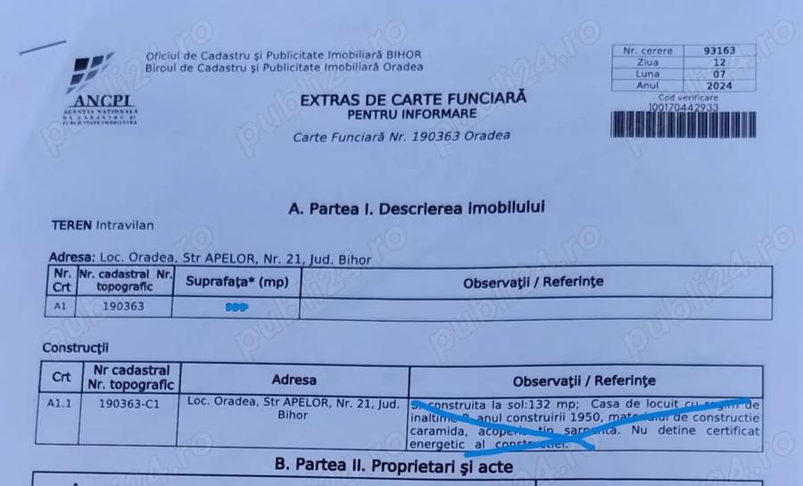 Teren de 550 mp, în Central