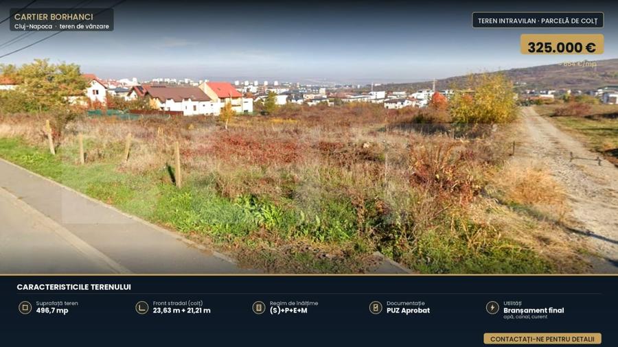 Teren Construcții intravilan de 497 mp, în Borhanci