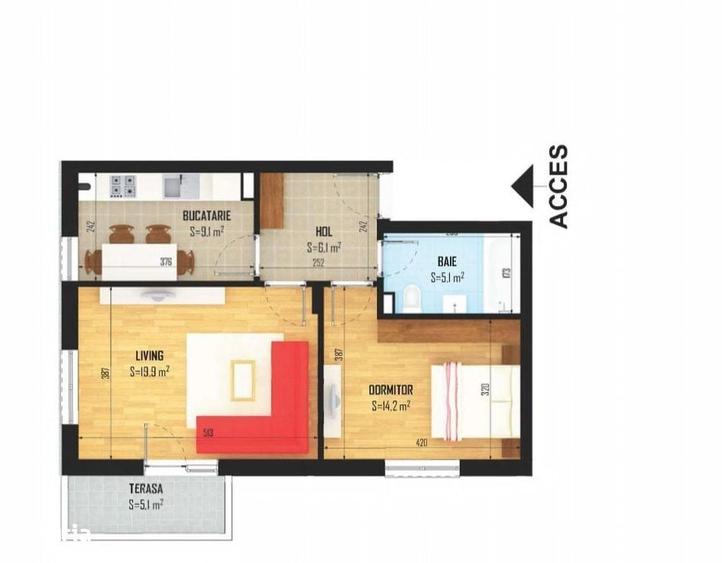 Apartament cu 2 camere decomandat în Central — fotografia 1