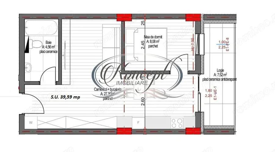 Apartament cu 2 camere semidecomandat în Europa