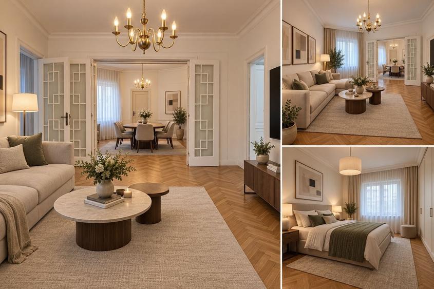 Apartament cu 3 camere circular, mobilat în P-ța Unirii