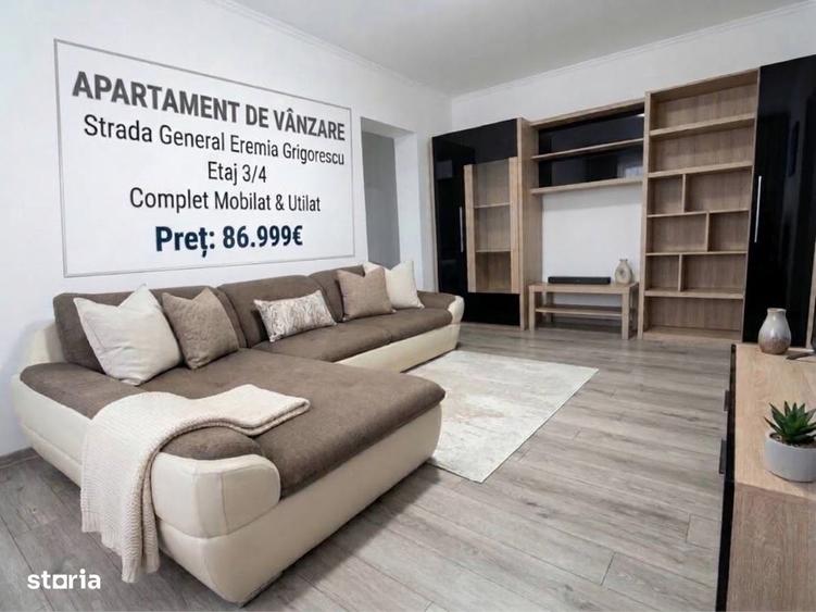 Apartament cu 2 camere semidecomandat în Eremia