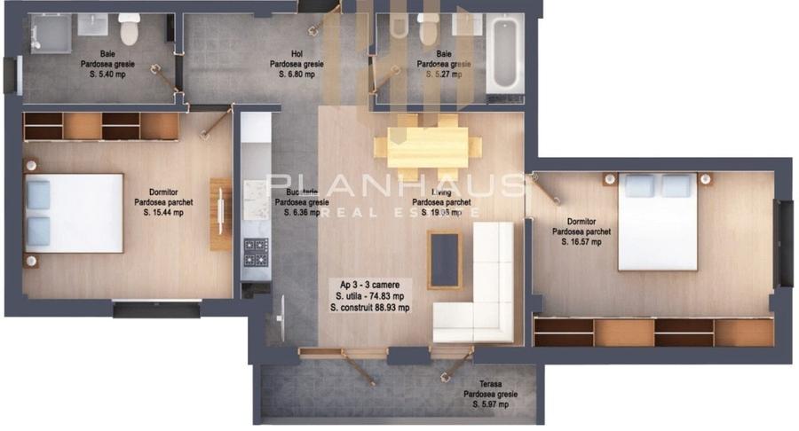 Apartament cu 3 camere decomandat în Valea Borcutului