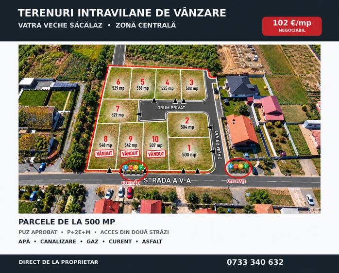 Teren Construcții intravilan de 558 mp, în Săcălaz