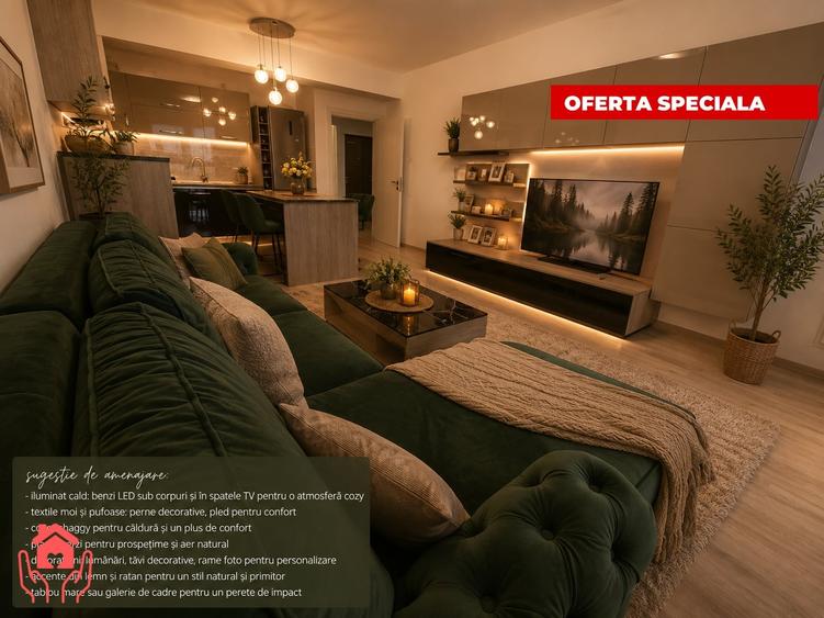 Apartament cu 2 camere semidecomandat, mobilat în Sisești