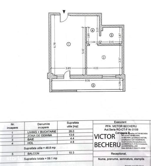 Apartament cu 2 camere în Palazu Mare