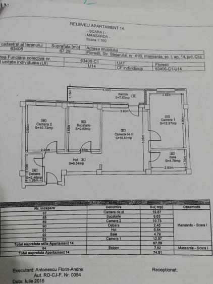 Apartament cu 3 camere decomandat în Florești