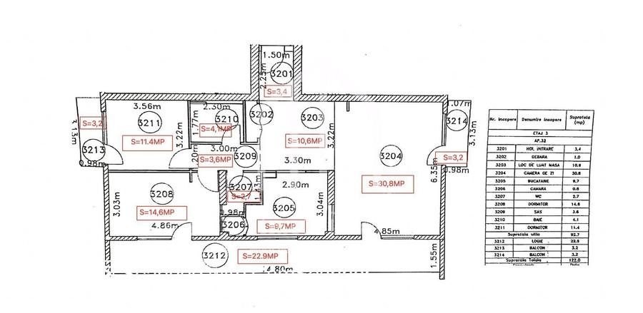 Apartament cu 3 camere, 92mp utili+teresa 23mp, bloc cu lift, etaj 2 - 3
