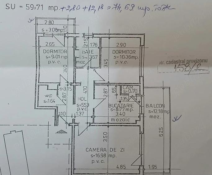 Apartament cu 3 camere decomandat în Central
