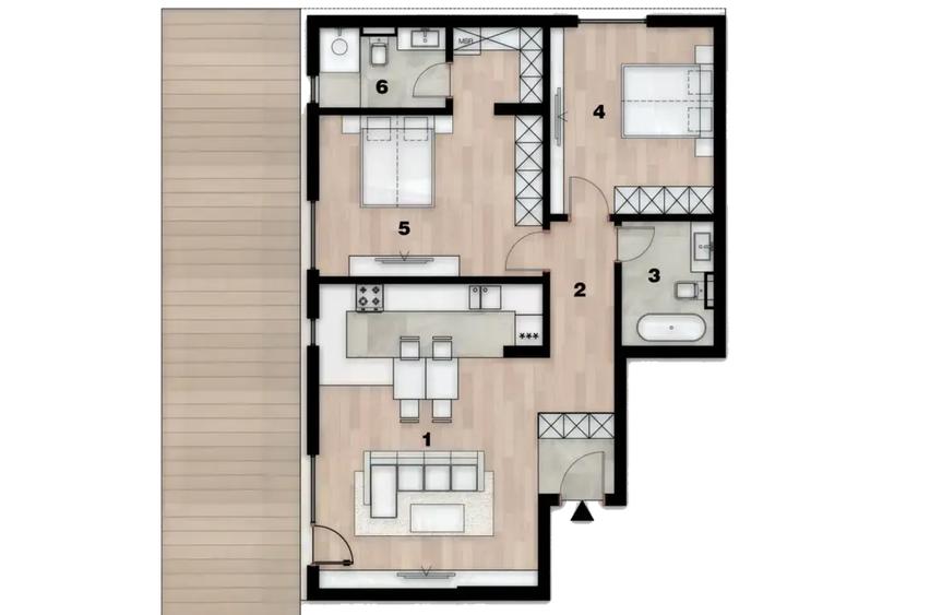Apartament cu 3 camere decomandat în Nord