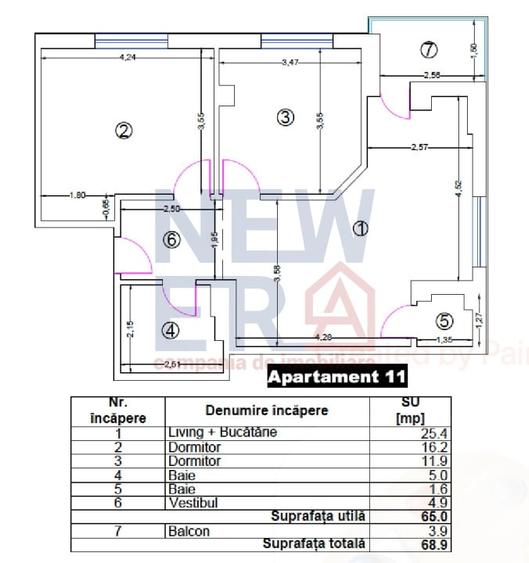 Apartament cu 3 camere semidecomandat în Otopeni