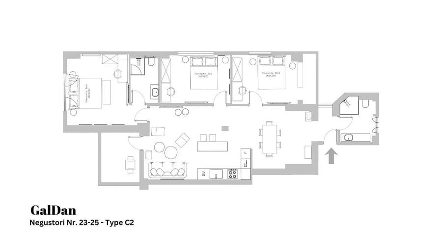Apartament cu 4 camere, mobilat în Universitate