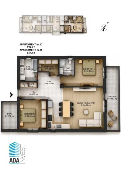 Apartament cu 3 camere decomandat în Central