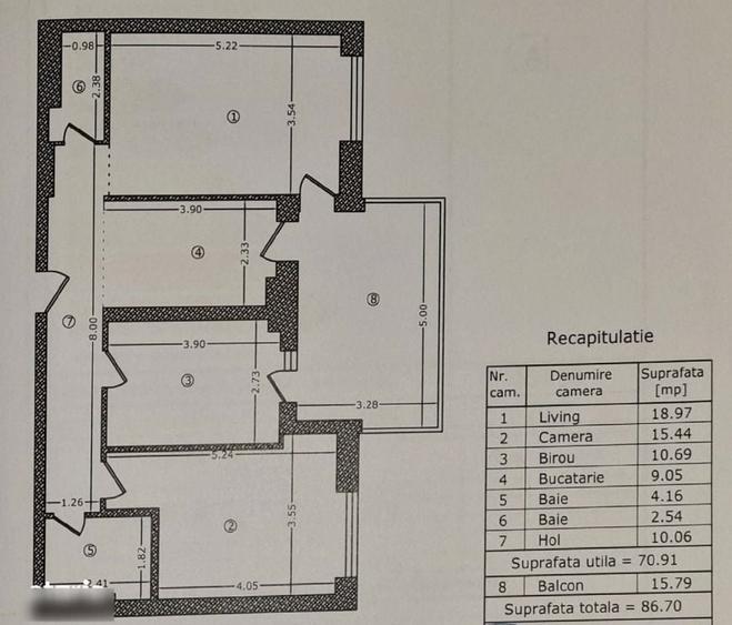 Apartament cu 3 camere, mobilat în Pajura