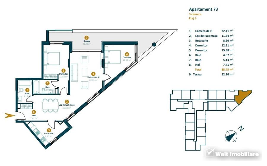 Apartament cu 3 camere decomandat în Mărăști — fotografia 2