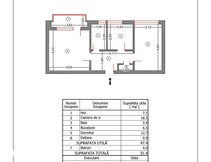 Apartament cu 2 camere decomandat în Central