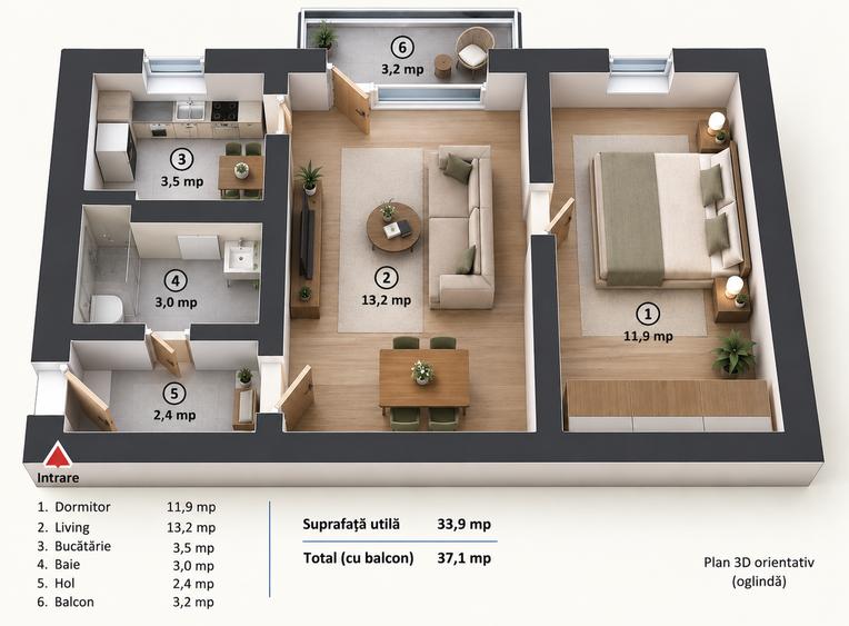 Apartament cu 2 camere în Tătărași
