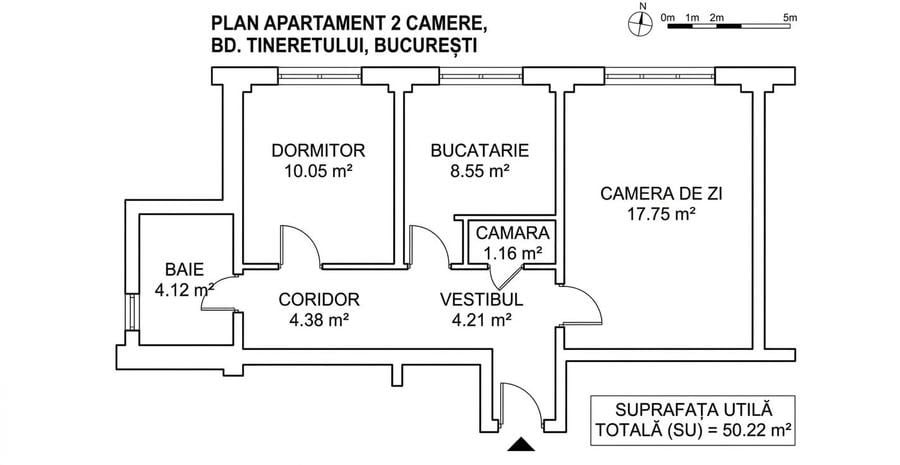 Apartament cu 2 camere decomandat în Tineretului