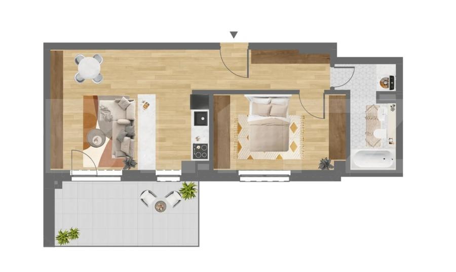 Apartament cu 2 camere semidecomandat în Dâmbul Rotund