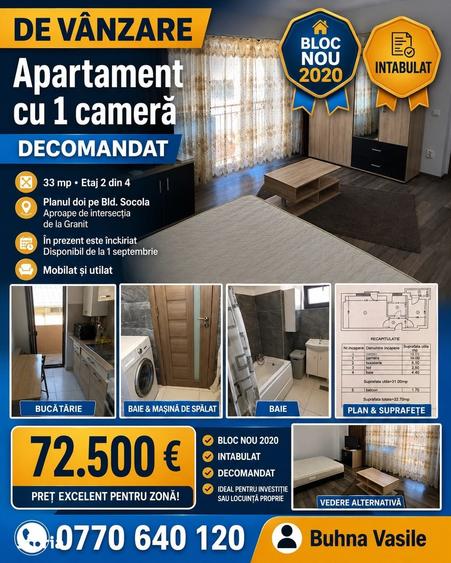 Garsonieră decomandată în Bularga