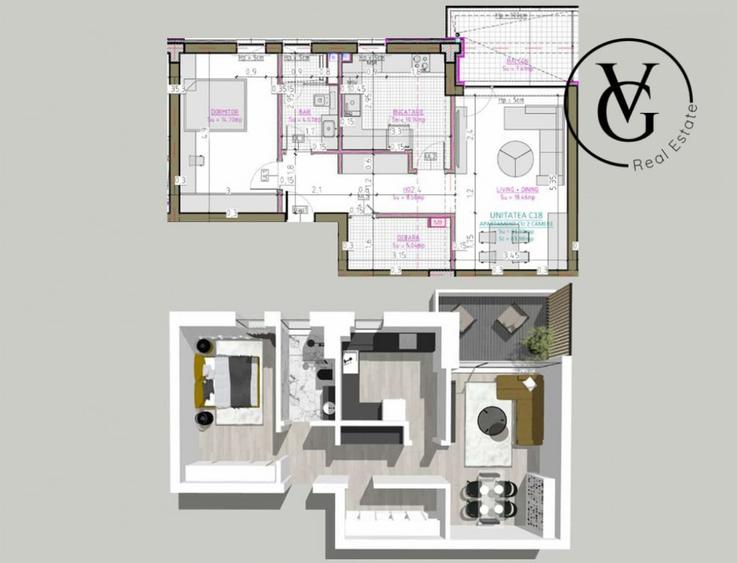 Apartament cu 2 camere decomandat în Central
