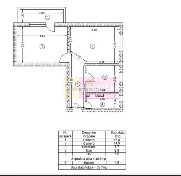 Apartament cu 2 camere decomandat, mobilat în Tineretului