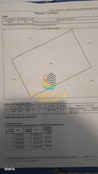 Teren intravilan in rate / 409 mp / com. Berceni - Vidra - 2