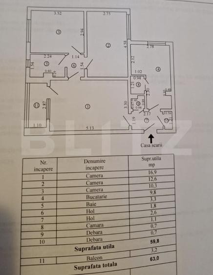 Apartament cu 3 camere semidecomandat în Micro 19