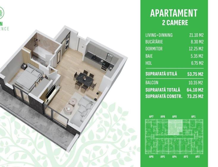 Apartament cu 2 camere semidecomandat în Vest
