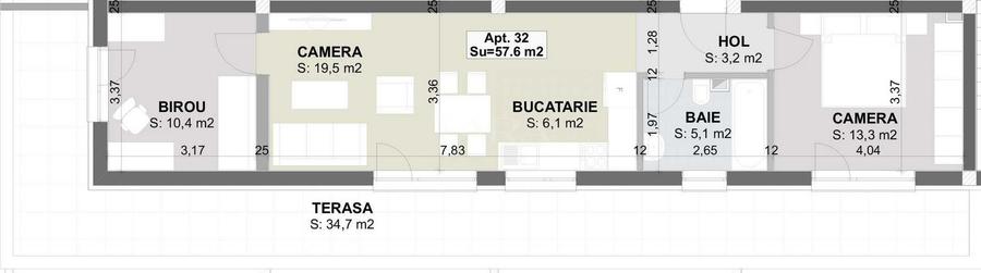 Apartament cu 3 camere decomandat, mobilat în Sânnicoară