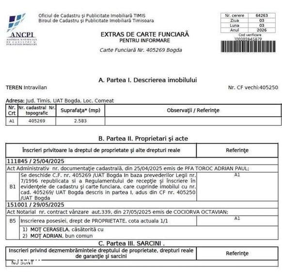 Teren de 2583 mp, în Comeat