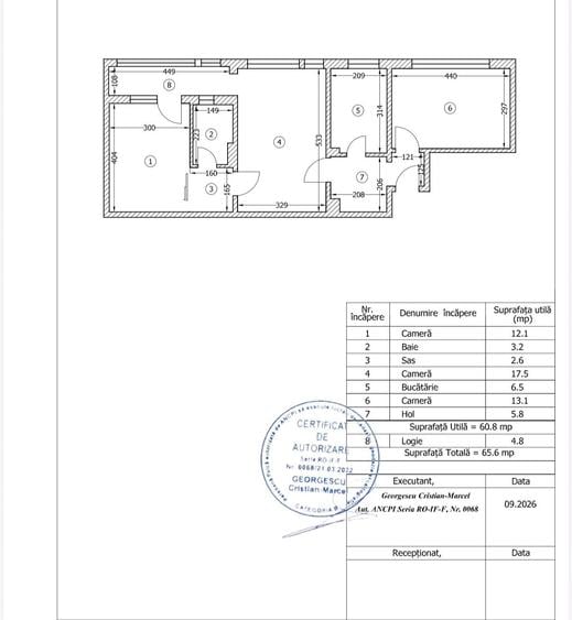 Apartament cu 3 camere semidecomandat în Dristor