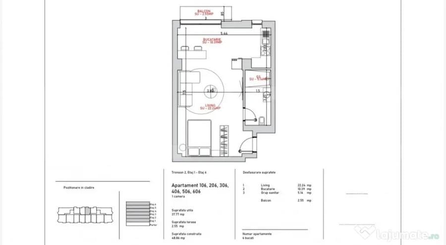 Apartament 2 camere, 58.94 mp, zona Port - 2