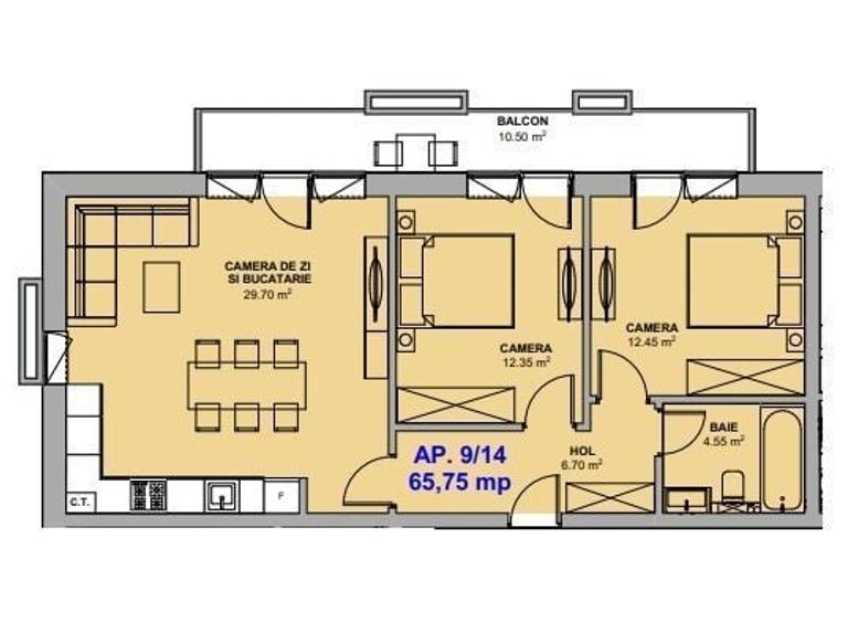 Apartament cu 3 camere decomandat în Mihai Viteazul