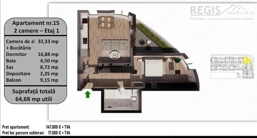 Apartament cu 2 camere în Tractorul
