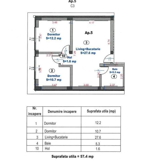 Apartament 3 camere, 2 locuri de parcare - Turnisor, Sibiu - 2